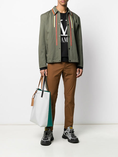 VALENTINO Olive Embroidered Shirt for Men - SS20 Collection