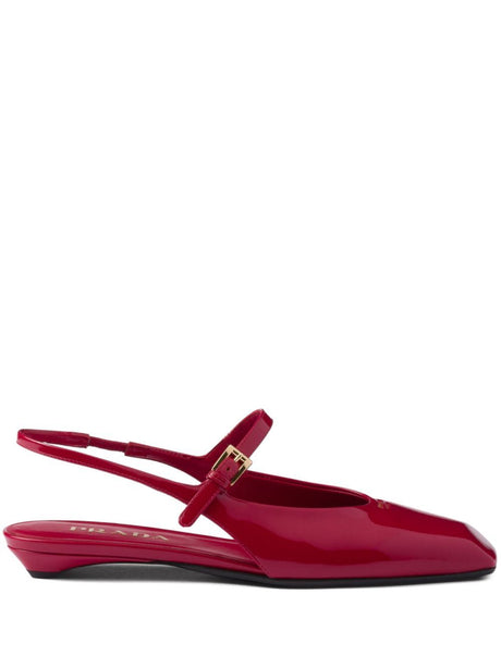 PRADA Mini Patent Leather Slingback Ballerinas