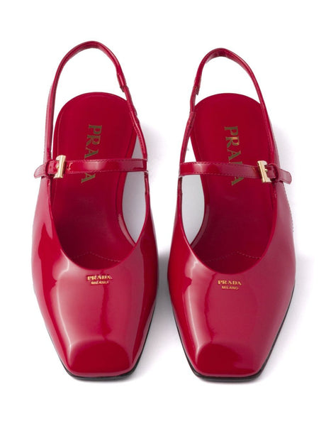 PRADA Mini Patent Leather Slingback Ballerinas