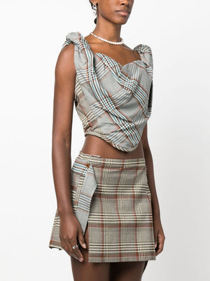 Sunday Tartan-Check Corset Top in Multicolor Plaid and Sweetheart Neckline by VIVIENNE WESTWOOD for Women