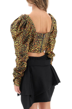 VIVIENNE WESTWOOD Yellow Leopard Print Long Sleeve Corset Top