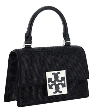 TORY BURCH Chic Mini Bon Bon Embellished Top-Handle Bag in Black
