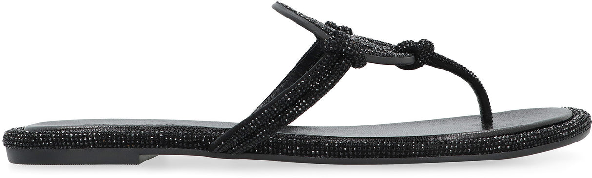 TORY BURCH Black Rhinestone All-Over Sandals for Women