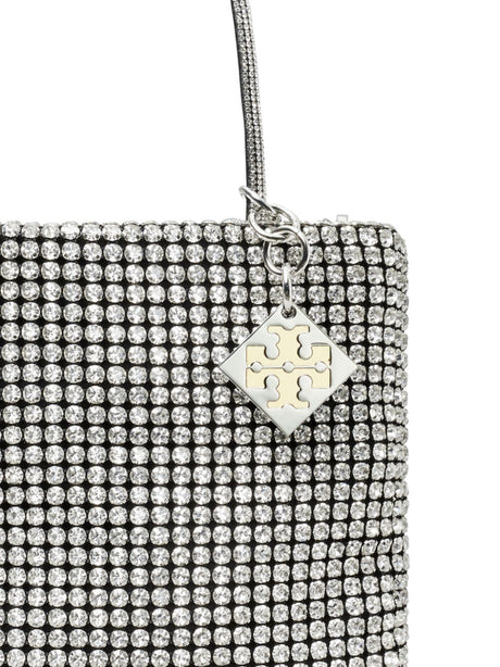Túi xách mini Crystal Embellished - Chất liệu Nylon bạc, với pendants tôn kính chữ T