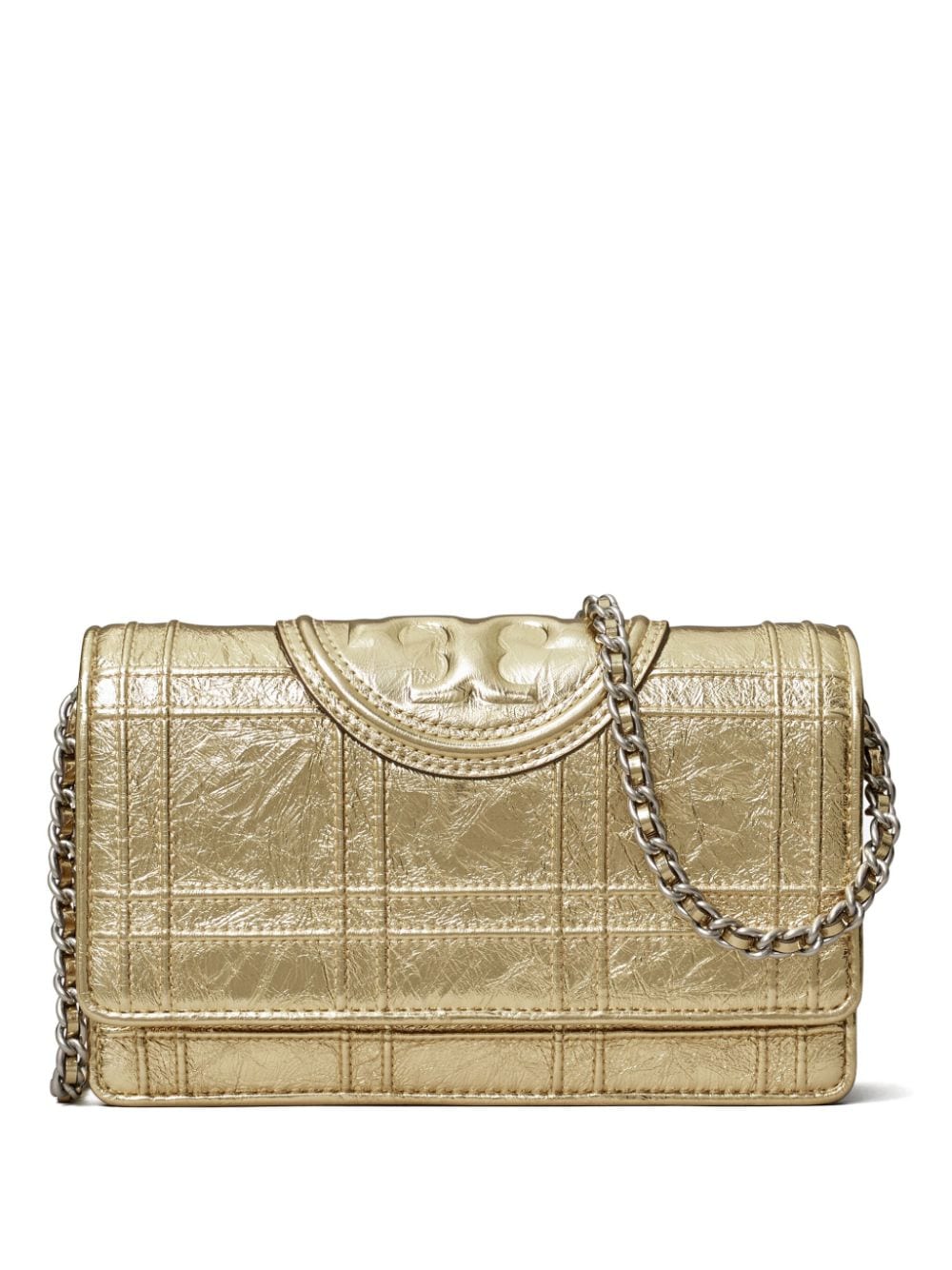 TORY BURCH GOLD FLEMING SOFT QUILTED SHOULDER HANDBAG - SS24