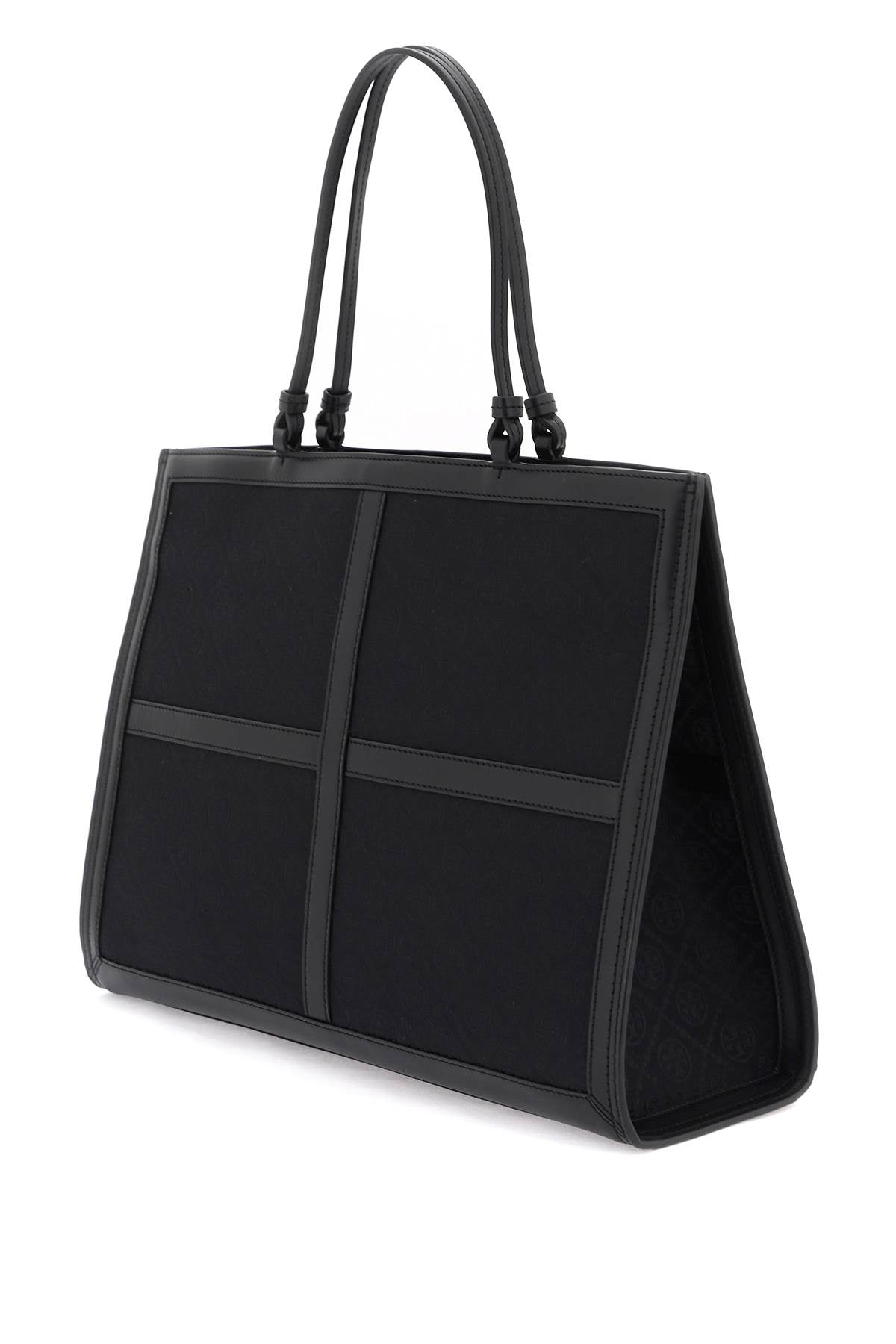 حقيبة يد أنيقة بتصميم مونوغرام أسود للنساء