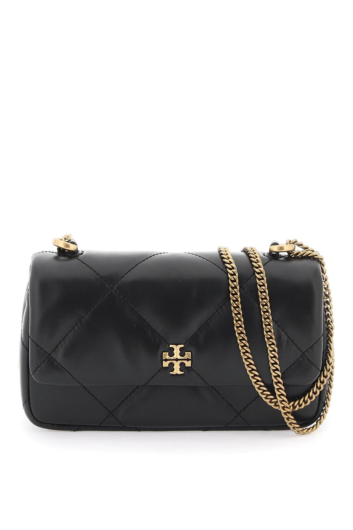 TORY BURCH Mini Kira Quilted Leather Crossbody Bag with Iconic Logo - Black