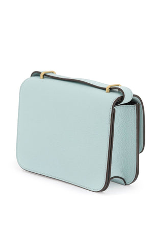 Light Blue Crossbody Shoulder Bag for Women in Hammered Leather