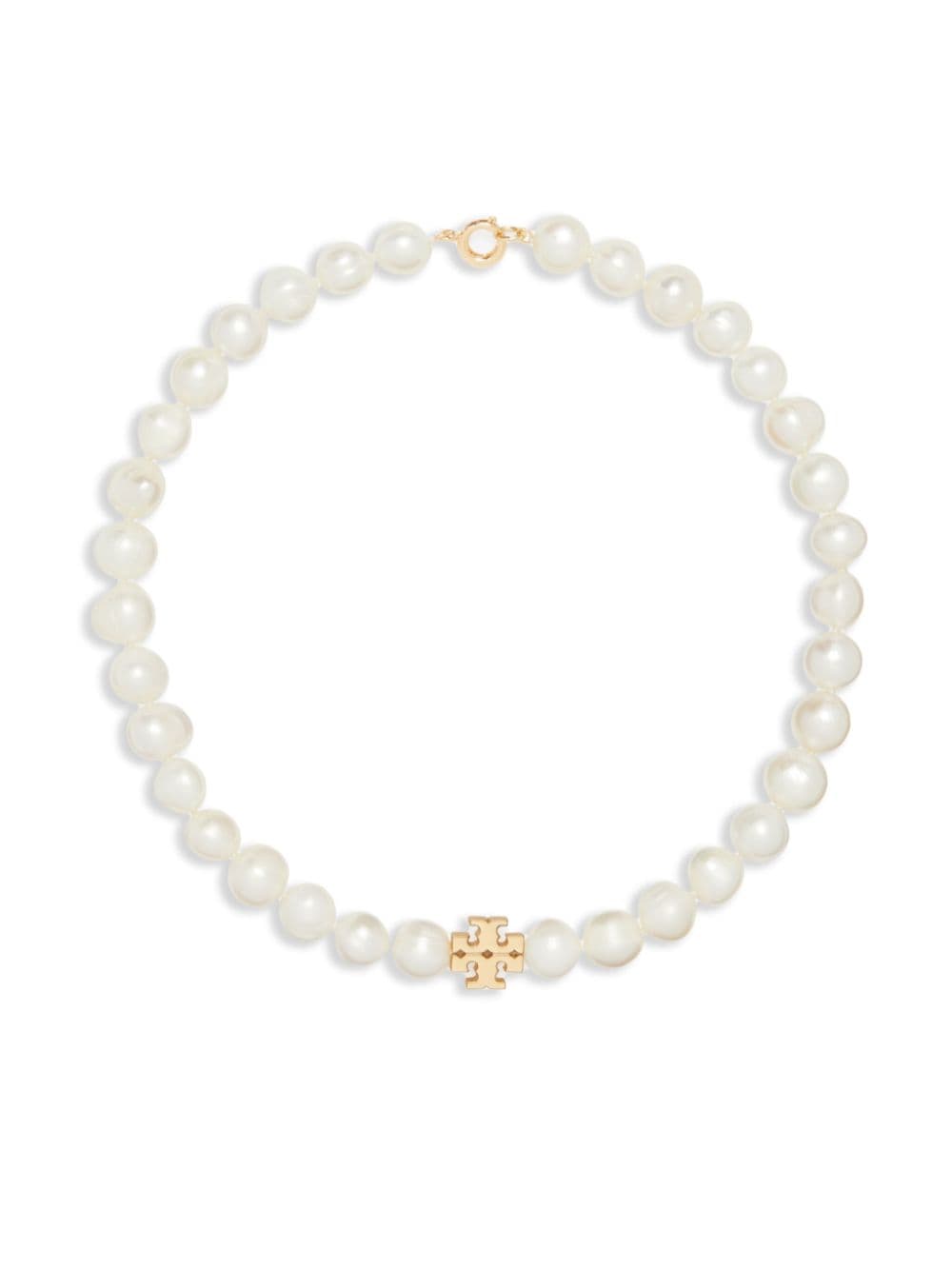 TORY BURCH Elegant Gold Plated Pearl Necklace with Charm