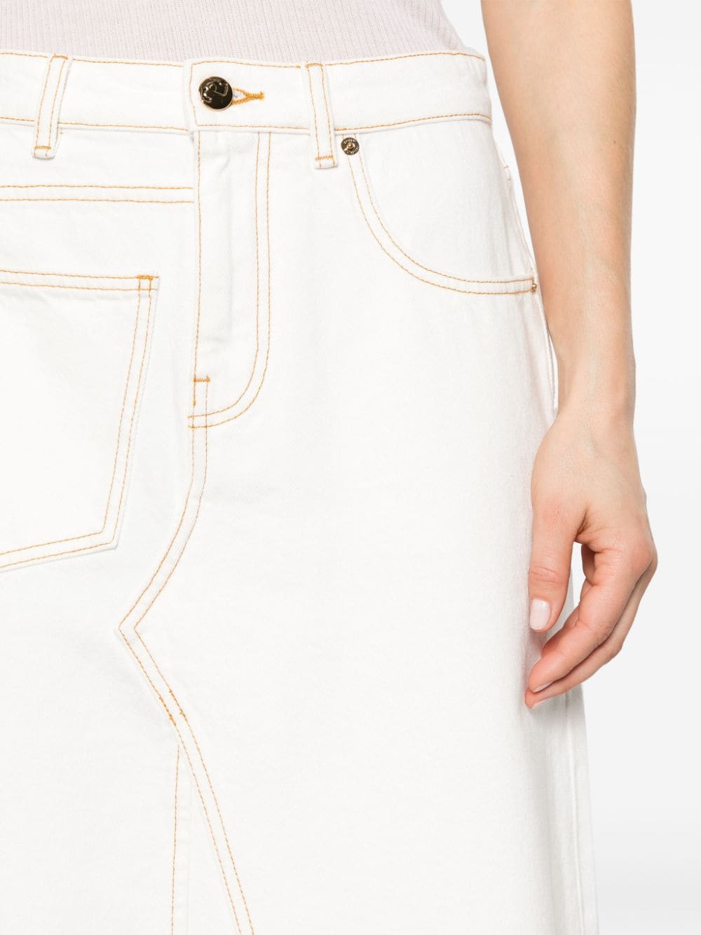 TORY BURCH Denim Midi Skirt with A-Line Silhouette