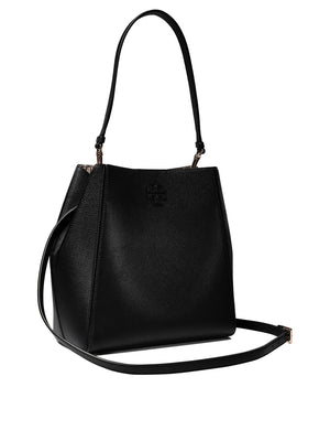 TORY BURCH McGraw Leather Mini Bucket Bag - Black