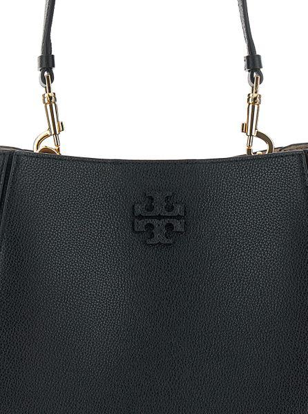 TORY BURCH Grained Leather Bucket Handbag - 25x25.5x11cm