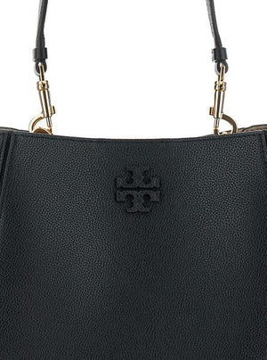 TORY BURCH Grained Leather Bucket Handbag - 25x25.5x11cm