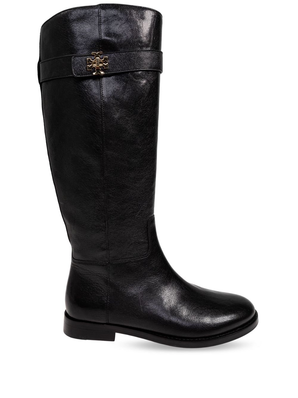 TORY BURCH Knee-High Leather Riding Boots with Signature Motif