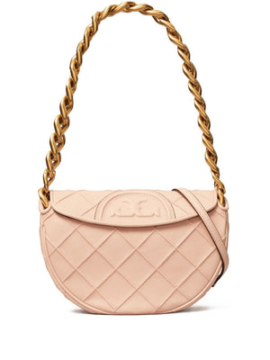 TORY BURCH Mini Rose Pink Leather Debossed Handbag