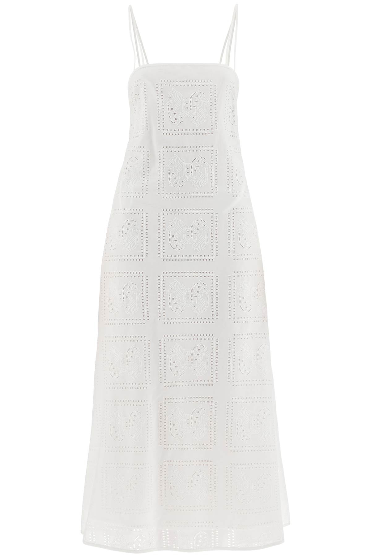 TORY BURCH Elegant Cotton Lace Midi Dress with Adjustable Straps