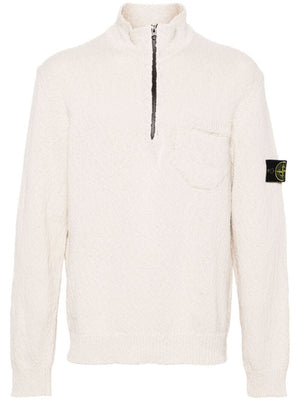 STONE ISLAND Men's White Zippered Sweatshirt - 24SS Season - Long Tops