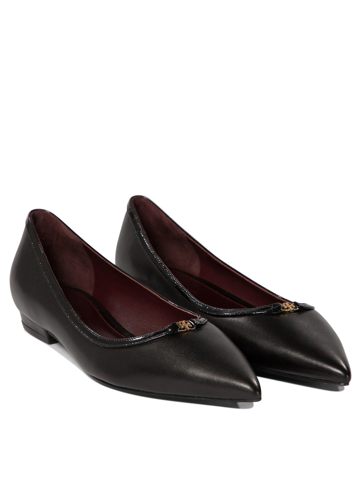 TORY BURCH Elegant Double Buckle Pointed Toe Ballet Flats