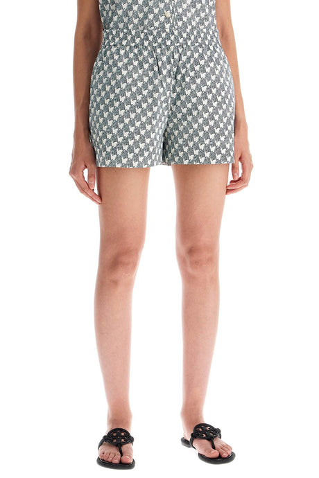 TORY BURCH Zebra Print Elastic Waist Poplin Shorts