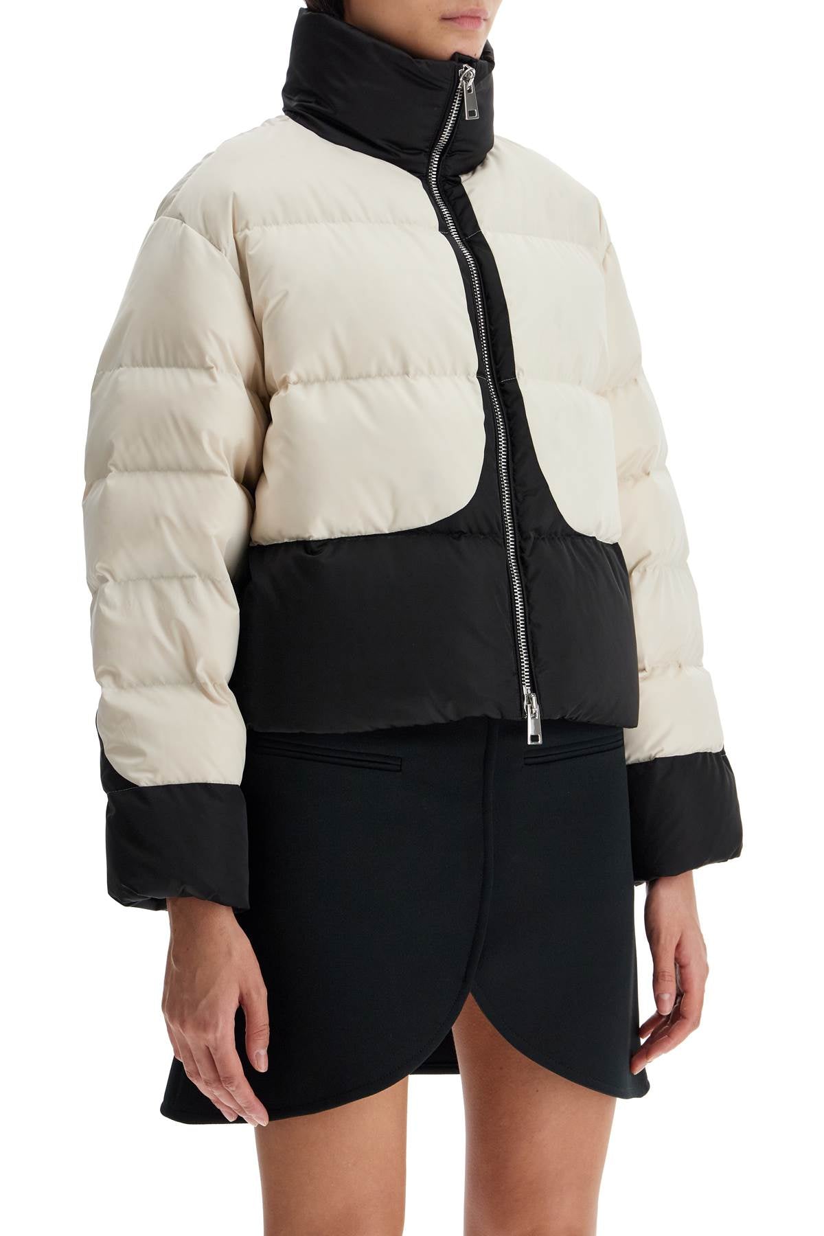 TORY BURCH Boxy Cropped Color Block Down Jacket (S)