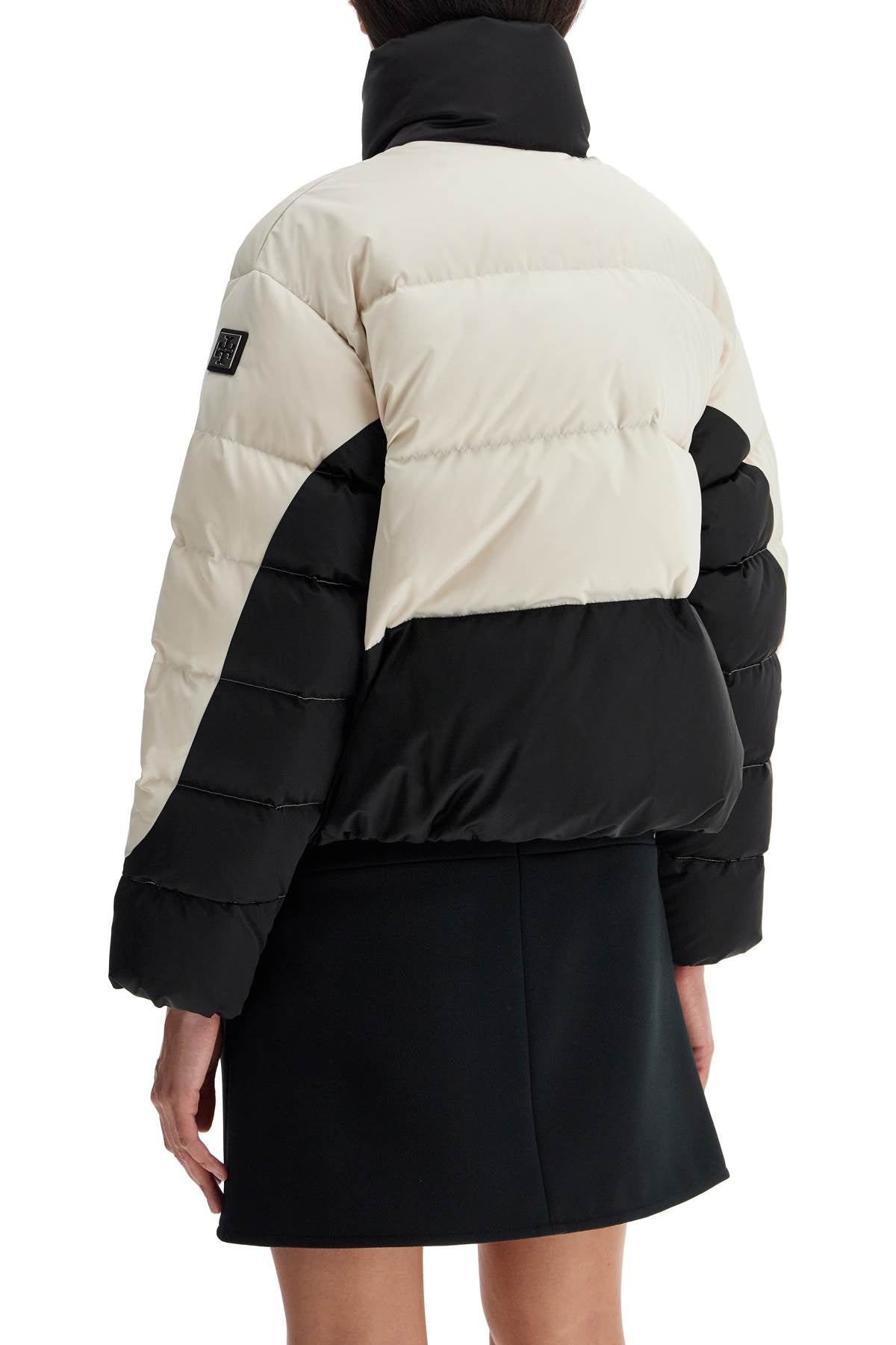 TORY BURCH Boxy Cropped Color Block Down Jacket (S)