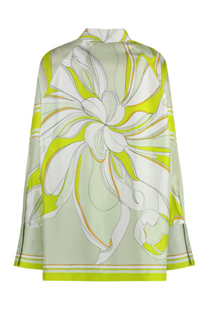 TORY BURCH Colorful Silk Shirt with Side Cut Hem