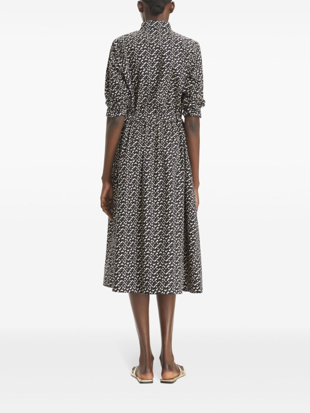 TORY BURCH Floral Print Cotton Dress with Drawstring Waist