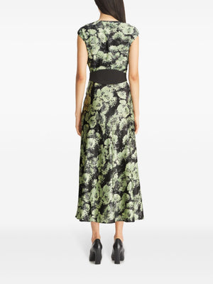 TORY BURCH Chic Green Midi Dress with Cap Sleeves