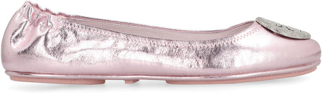 TORY BURCH Mini Travel Metallic Leather Ballet Flats