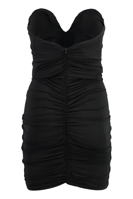 فستان فيسكوز أسود بتصميم عنق محبَب وزهور زينة للنساء