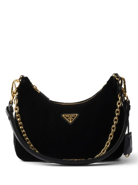 PRADA Mini Velvet and Leather Bag - 22cm x 18cm x 6cm