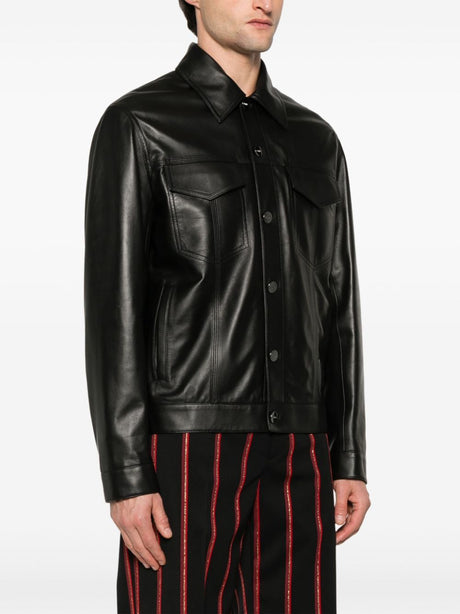 FENDI Embossed Patch Nappa Leather Blouson Jacket