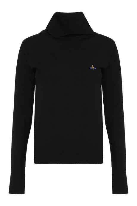 VIVIENNE WESTWOOD Black Ribbed Turtleneck Sweater for Women - FW23 Collection