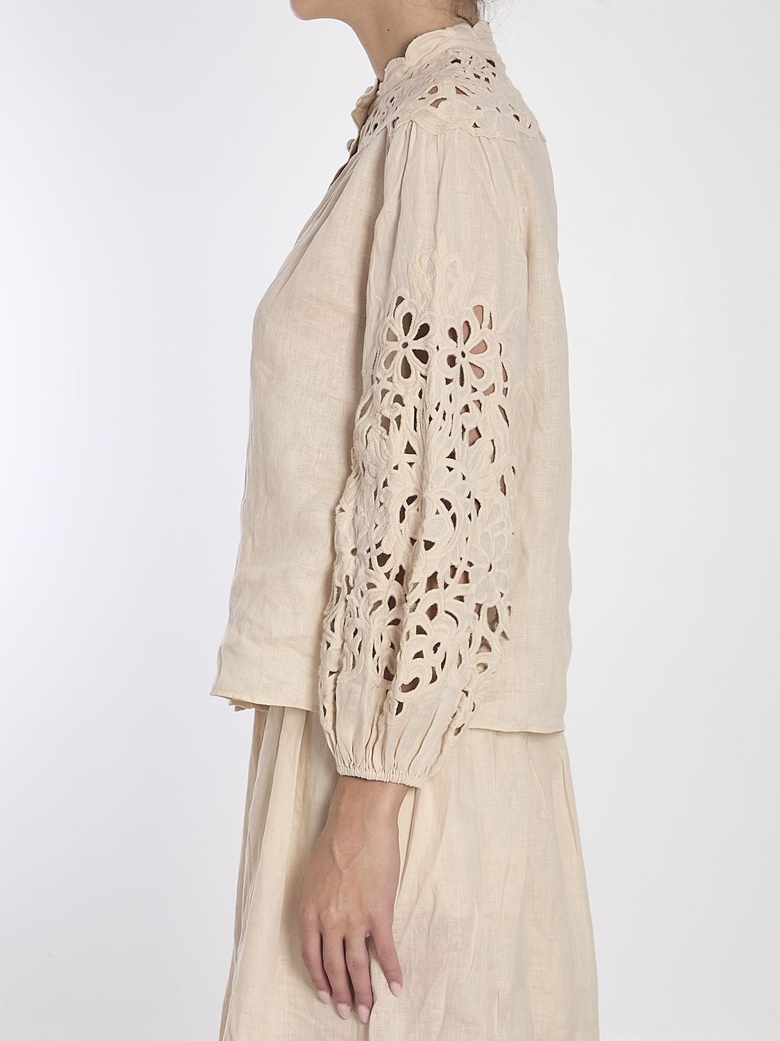 ZIMMERMANN Embroidered Blouse with Blouson Sleeves