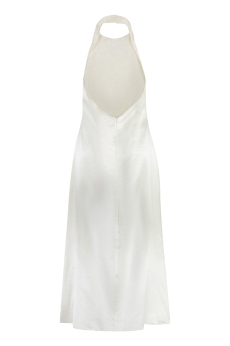 MAGDA BUTRYM Elegant Cream Wool-Blend Dress with Deep Back Neckline for Women