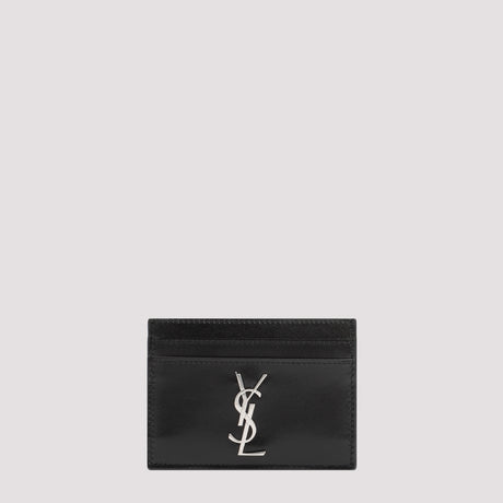 SAINT LAURENT Mini Leather Card Holder - 10.5cm x 7.5cm