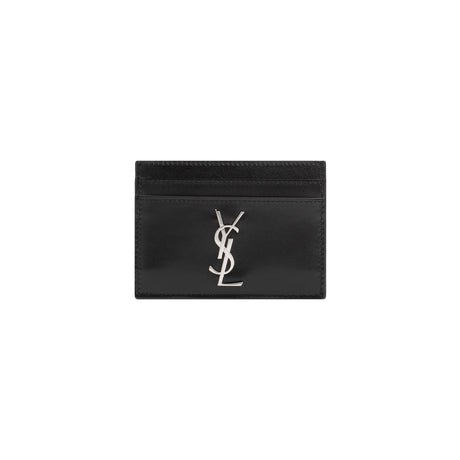 SAINT LAURENT Mini Leather Card Holder - 10.5cm x 7.5cm