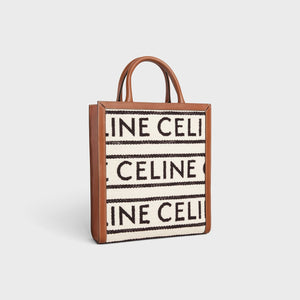 CELINE Women's Vertical Small Tote Handbag in White with Black Accents – FW22 Collection