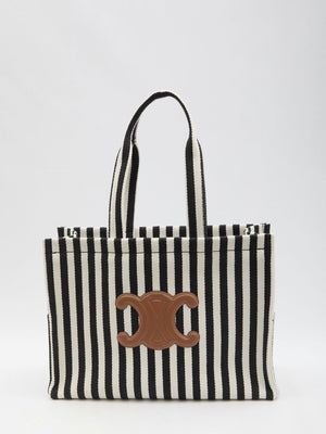 CELINE Large Striped Canvas Basket Handbag - FW24