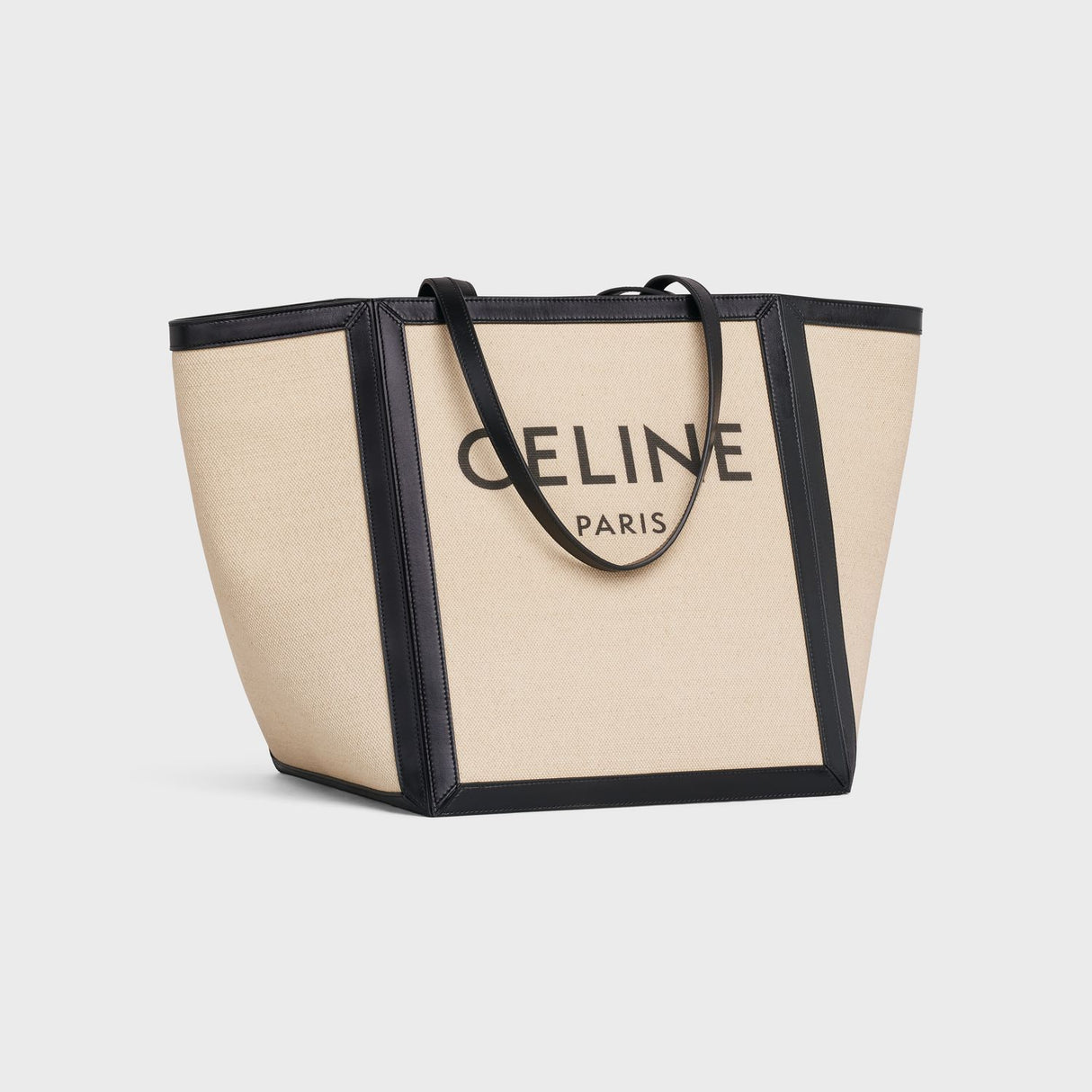 CELINE Large White Square Tote Bag with Calfskin Details and Fabric Lining for Women SS22