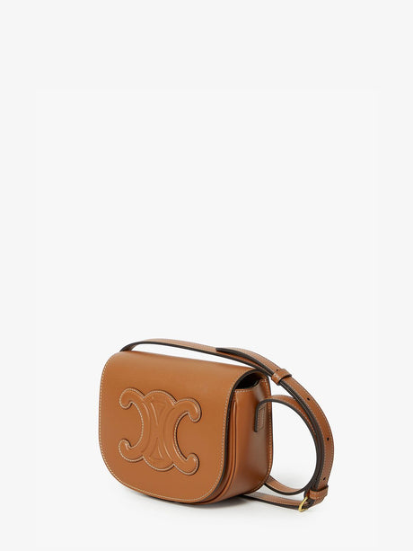CELINE Triomphe Mini Crossbody Handbag in Light Brown - 7.3x5.9x2.8 inches