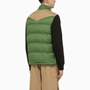 MONCLER GRENOBLE Mens Green Padded Feather Vest for Spring/Summer 2024
