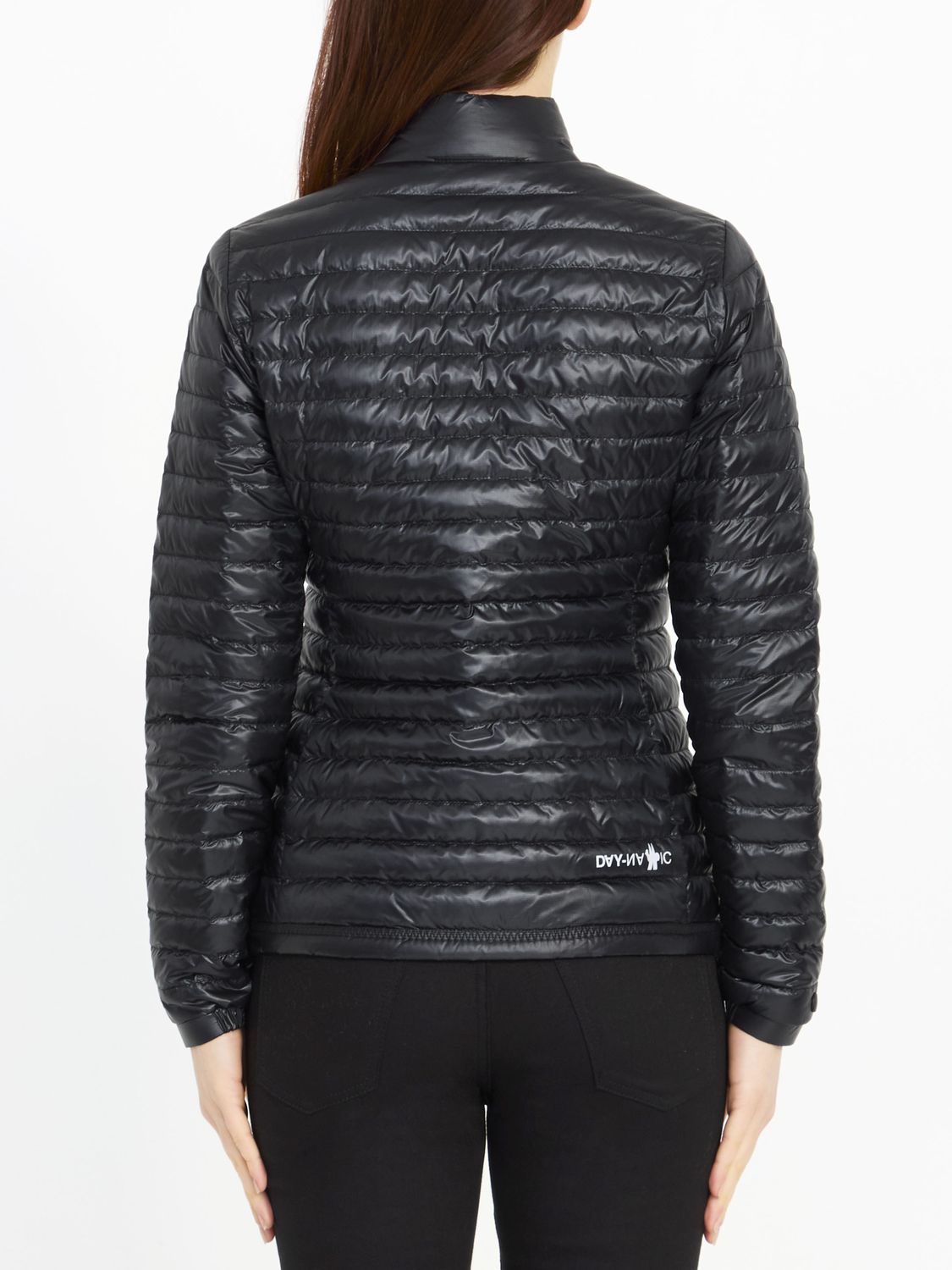 MONCLER GRENOBLE Black Short Down Jacket for Women - Quilted Nylon with High Collar and Logo Patch