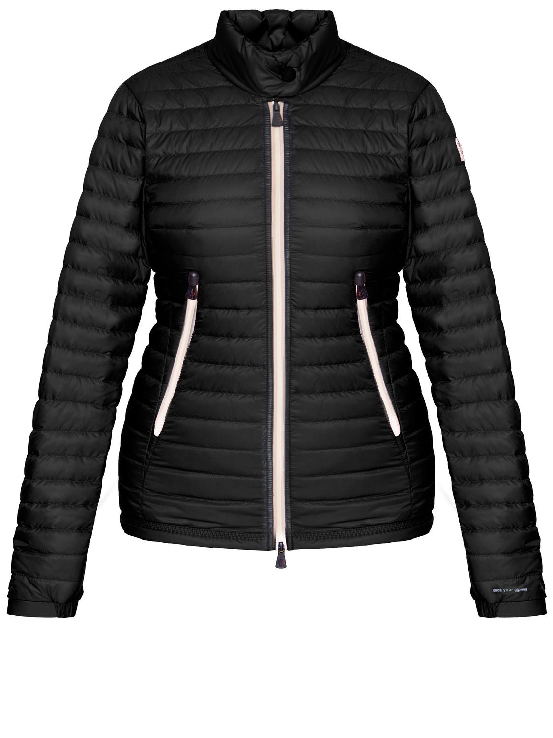 MONCLER GRENOBLE Black Short Down Jacket for Women - Quilted Nylon with High Collar and Logo Patch