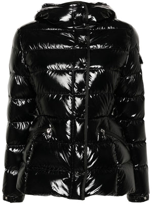 MONCLER Glossy Black Short Down Jacket for Women