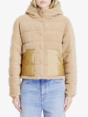 MONCLER Chic Beige Short Down Jacket with Hood