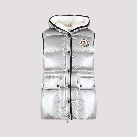 MONCLER Gray Goose Down Bodywarmer Jacket for Women