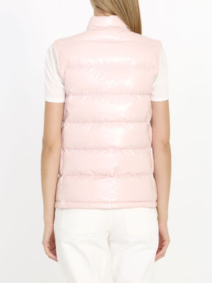 MONCLER Pink Down Vest for Women - High-Quality Lightweight Outerwear for Spring/Summer 2024