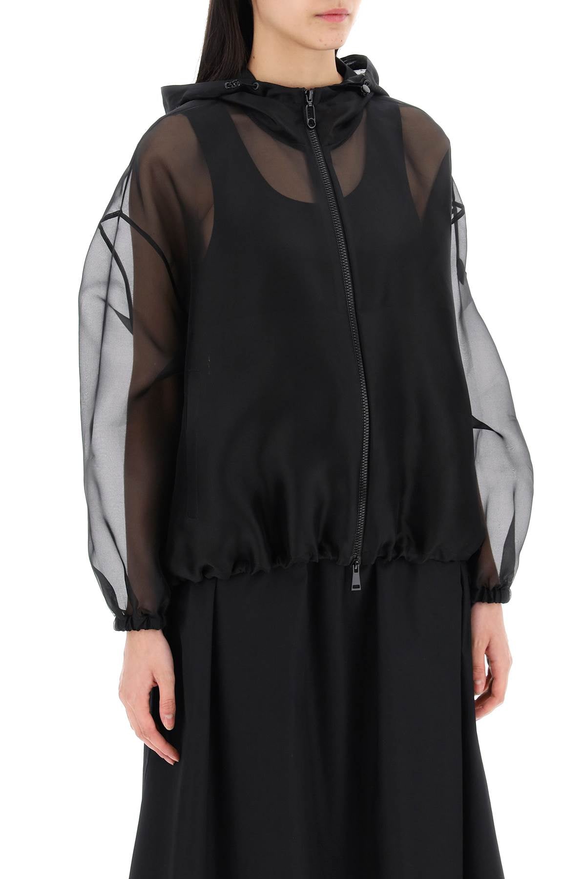 MONCLER Black Silk Light Knit Jacket for Women