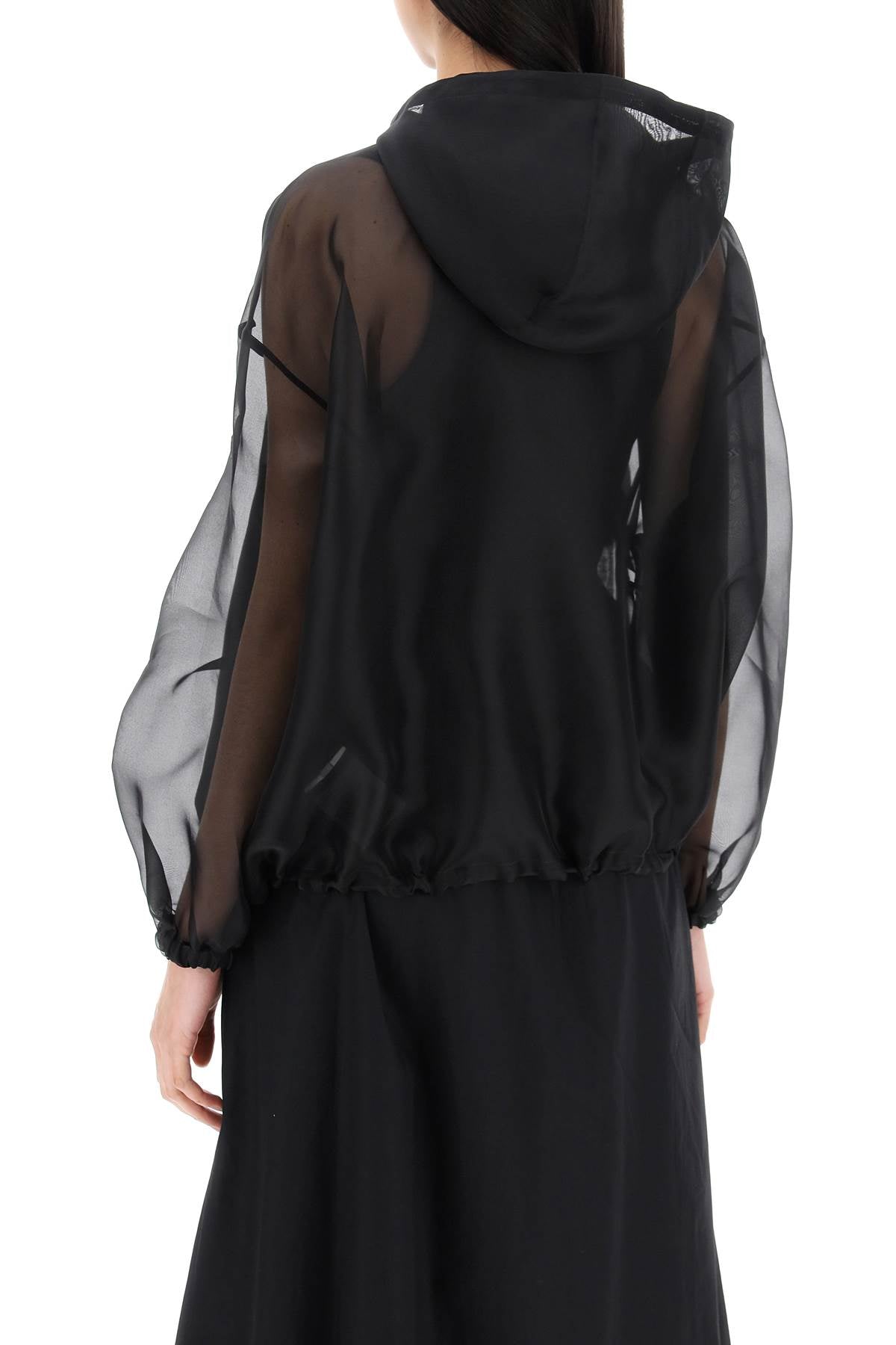 Áo khoác dệt kim mỏng màu đen bằng lụa cho nữ